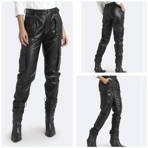 Black Leather Cargo Pants - Choosy Bridget